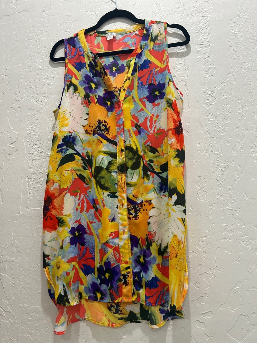 Spense Sleeveless Floral Button-Front Camisole - Yellow Multi